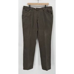 JCT Man Pants Mens 38" Green Chino Thick Cotton Made Albania Straight Leg